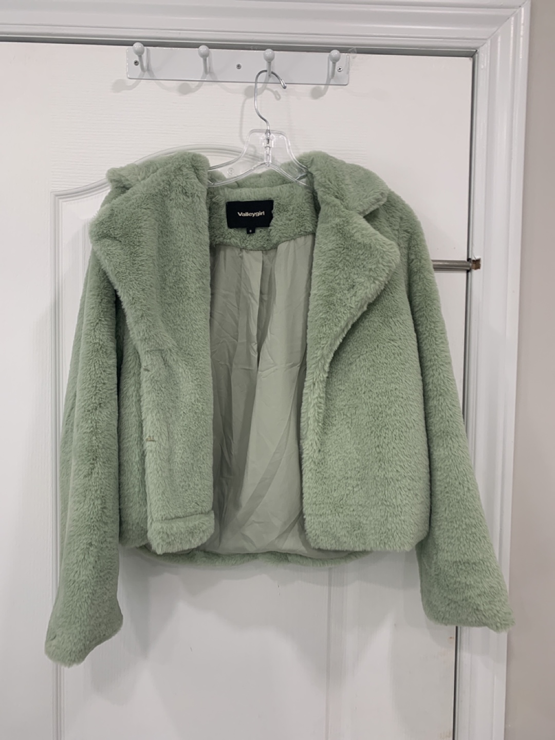 Valleygirl Mint Green Faux Fur Jacket - Size M