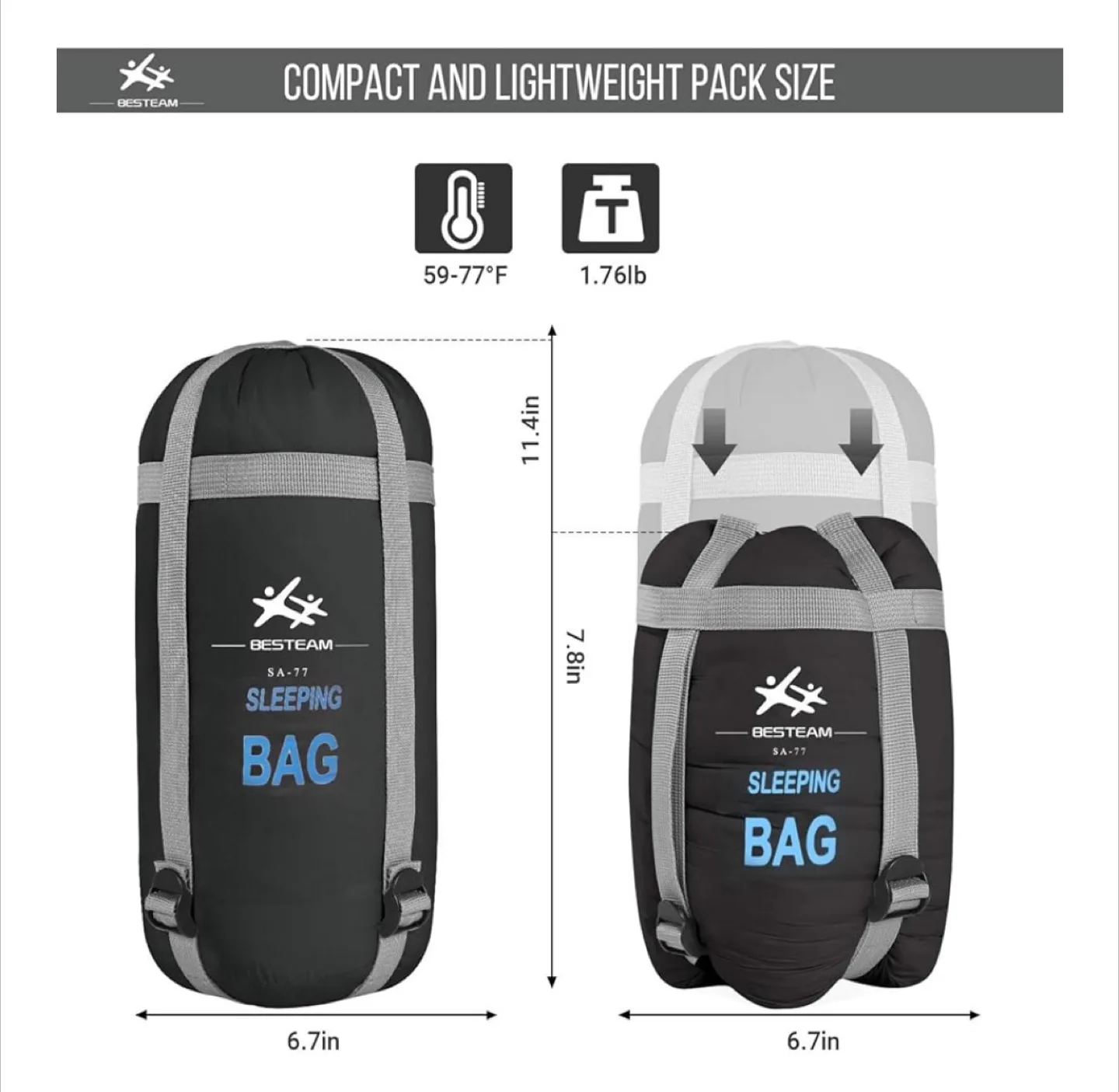 BESTEAM Ultra-Light Warm Weather Sleeping Bag image indicator(3)