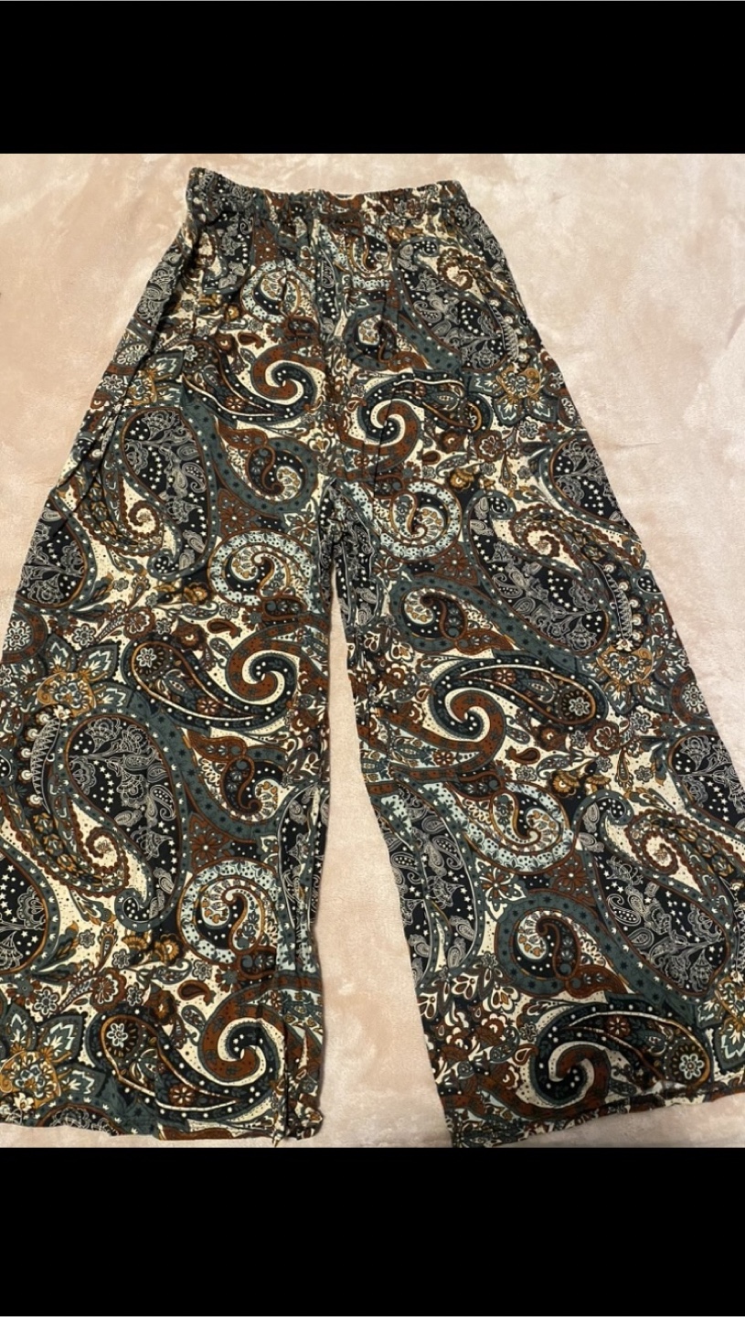 Paisley Print Wide Leg Pants