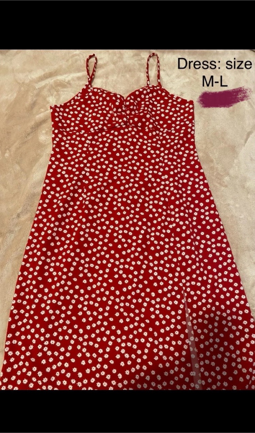 Red Floral Dress - Size M/L