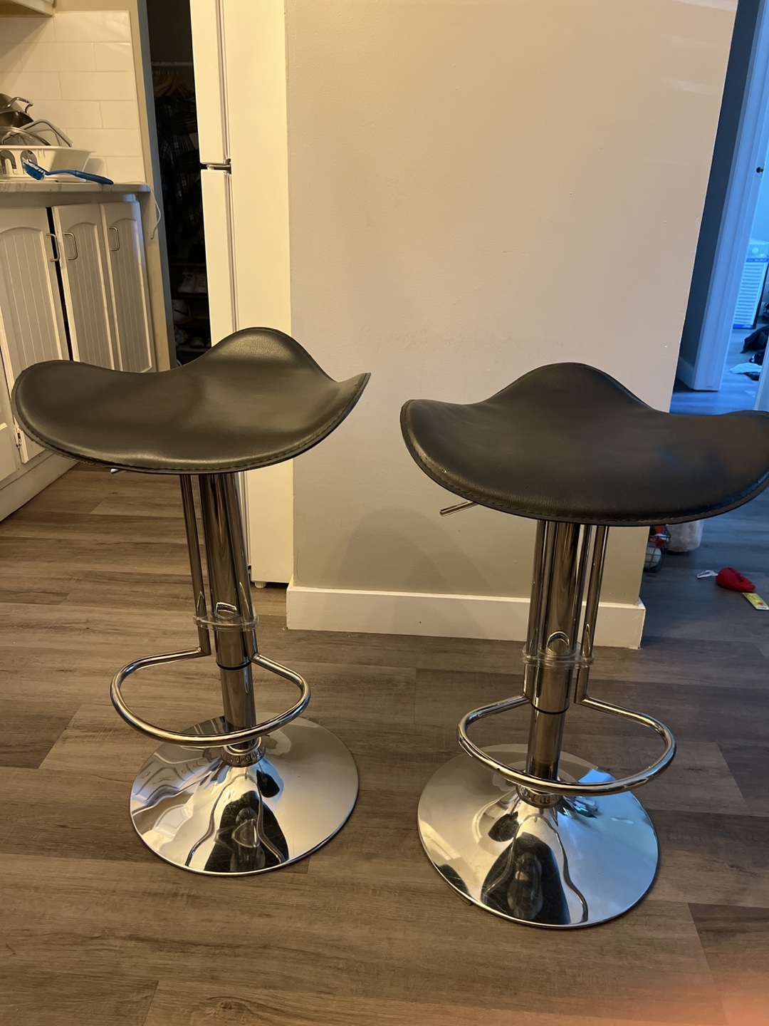 Two Black Bar Stools