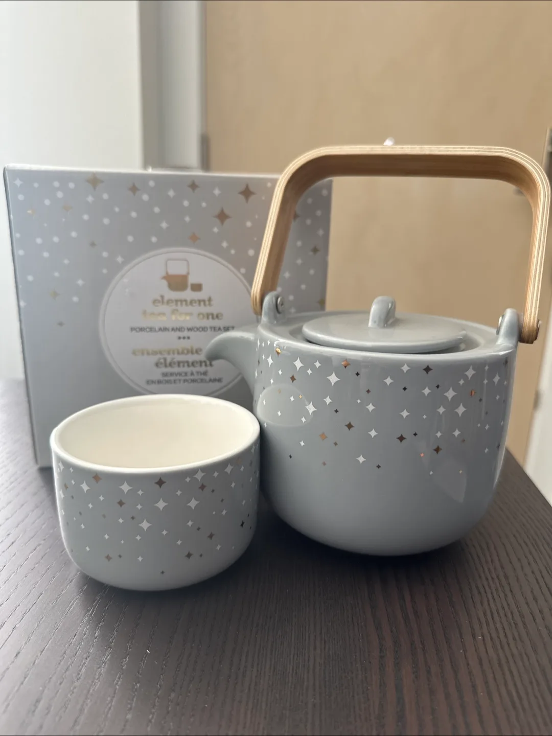 David’s Tea for One Set - Porcelain & Wood thumbnail