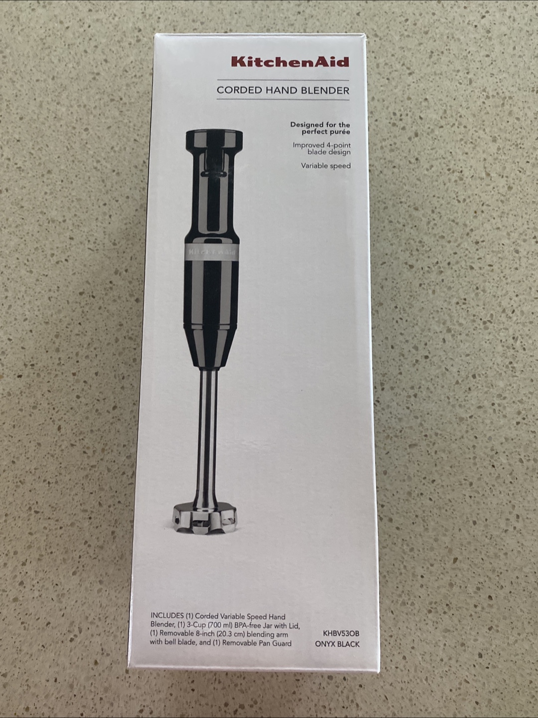 KitchenAid Corded Hand Blender - Onyx Black, New