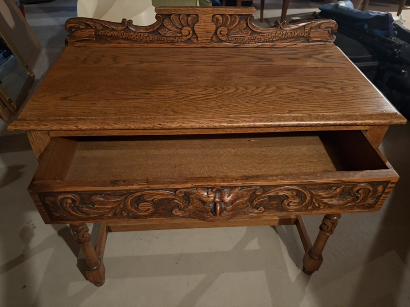 Antique carved oak hall table