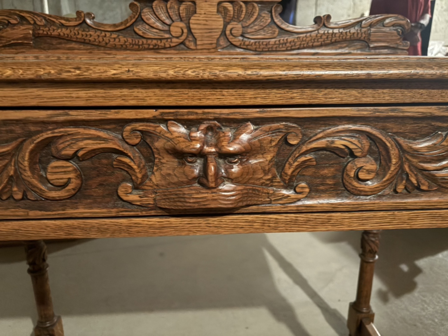 Antique carved oak hall table - photo 2