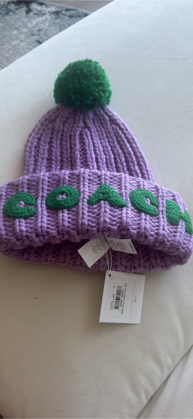 New COACH Hand-Knit Cable Cuff Hat