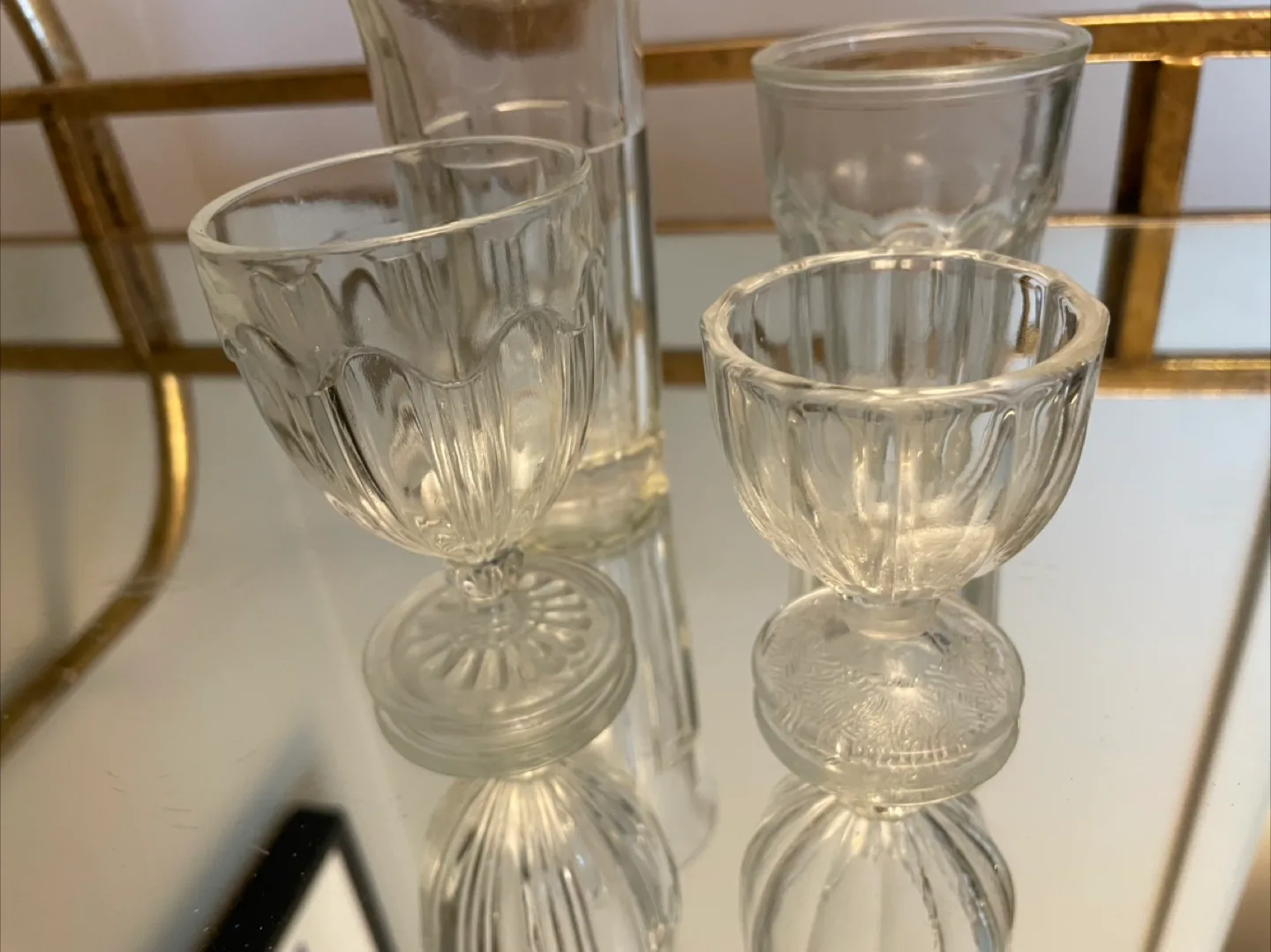 Vintage Depression Glass egg & juice cups bundle of 4 image indicator(4)