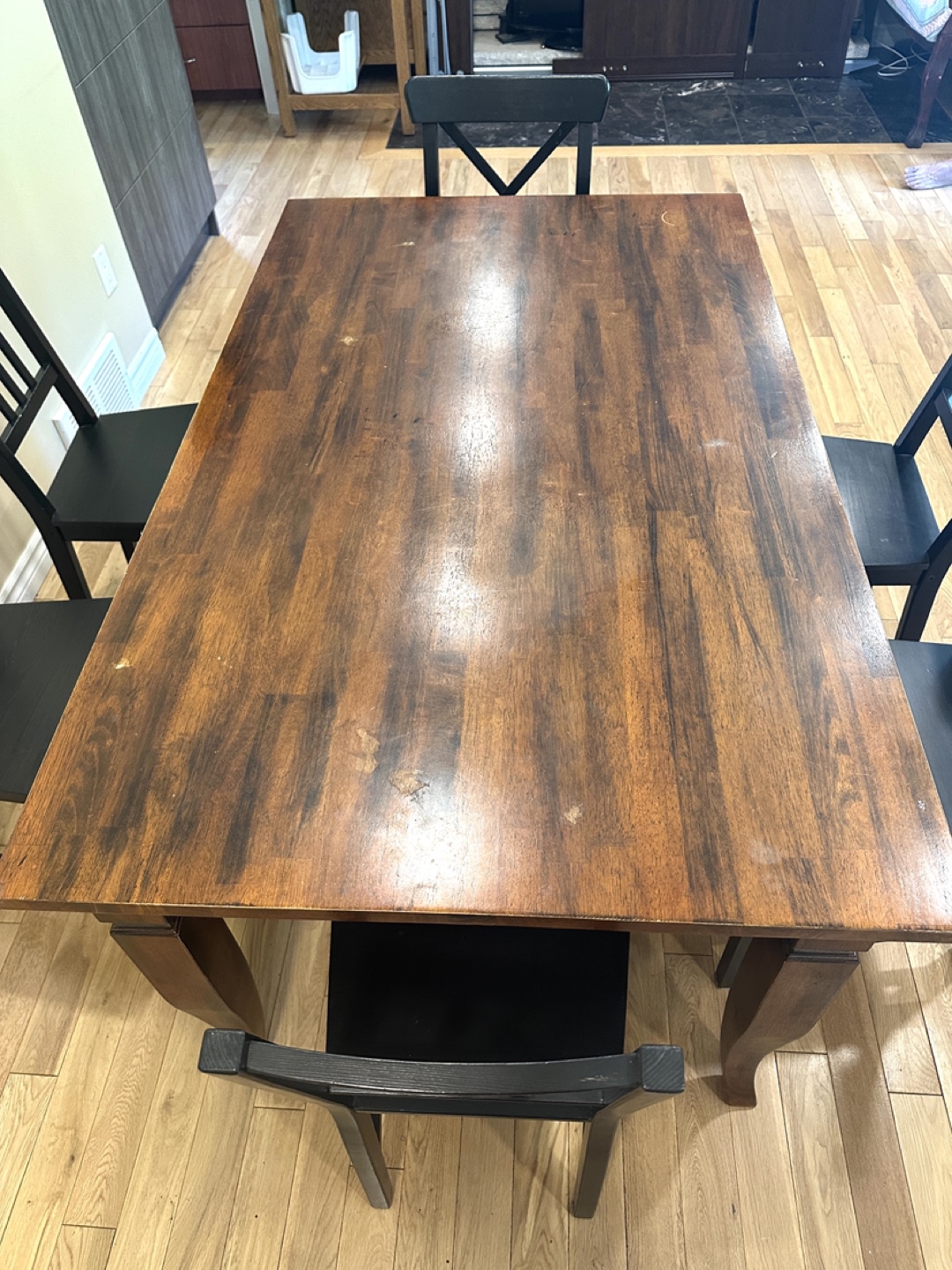 Wood Dining Table with IKEA Stefan Chiars (CAN DELIVER) - photo 2