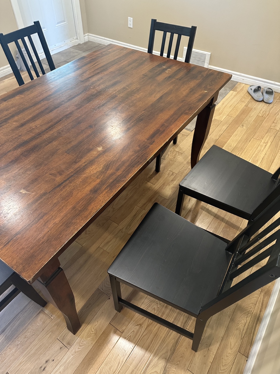 Wood Dining Table with IKEA Stefan Chiars (CAN DELIVER) - photo 3