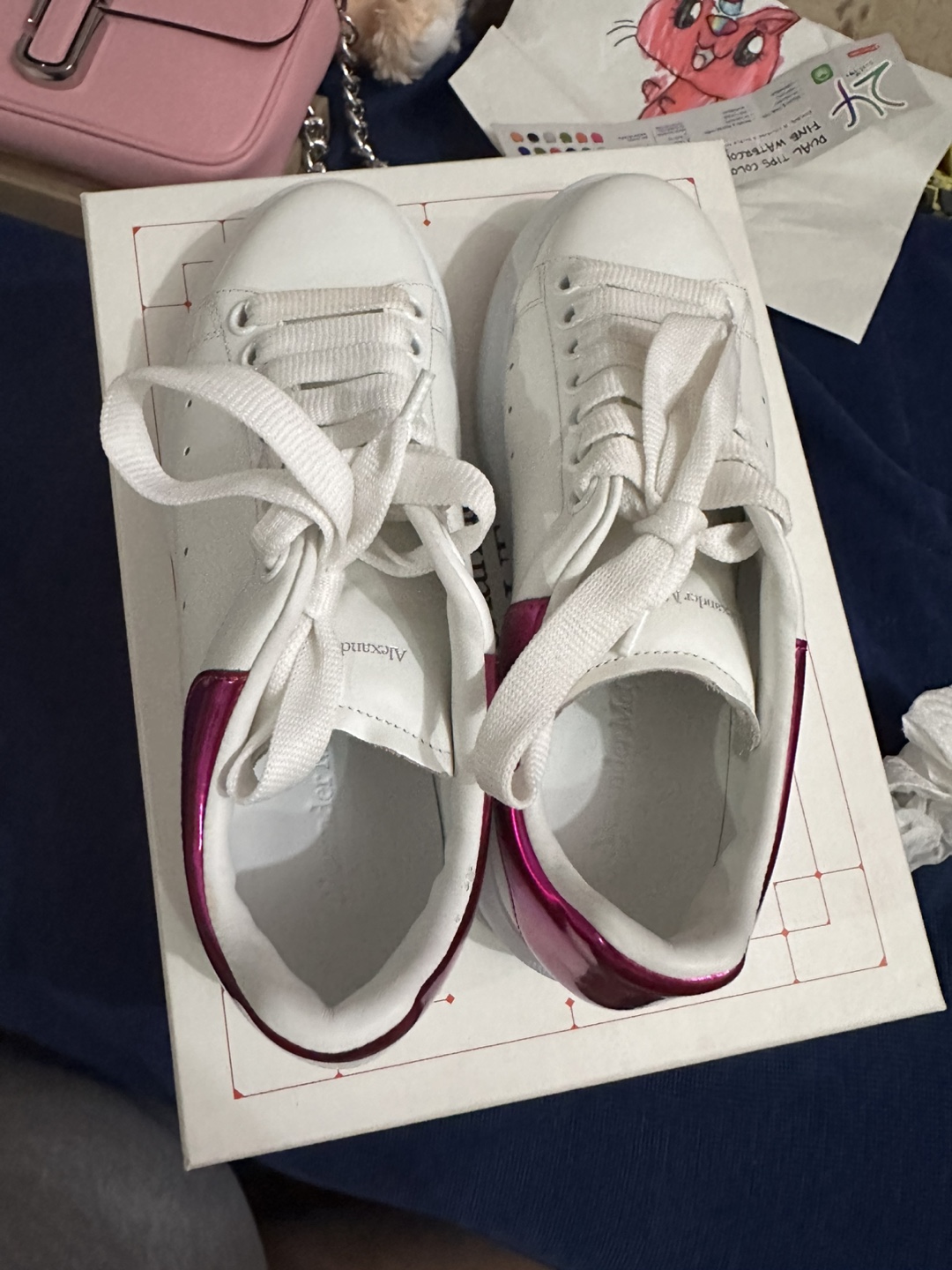 Alexander McQueen White/Fuchsia Sneakers