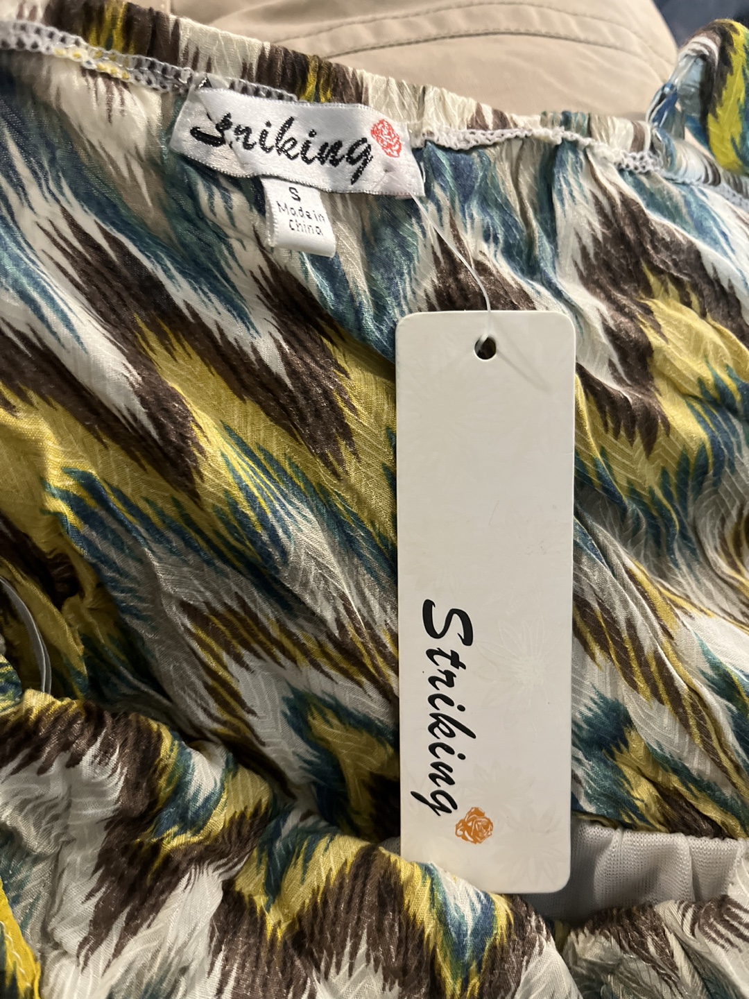 Striking Patterned Dress with teal lace sz S - photo 4