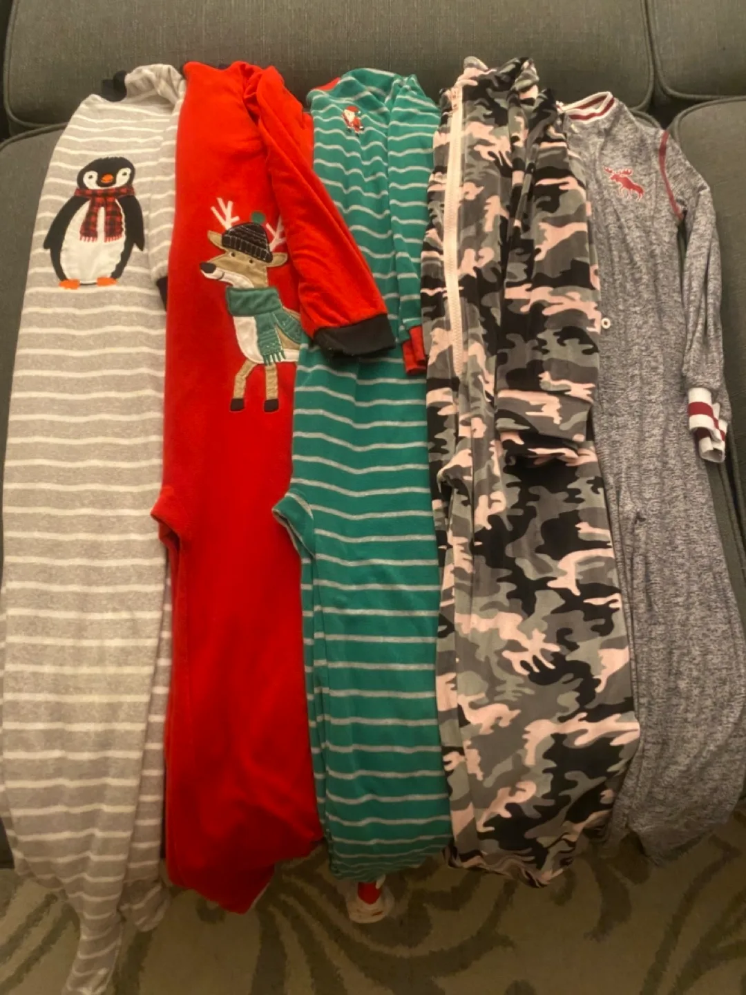 Kids cozy pyjama onesies bundle - 5 for $50 or $12 each thumbnail
