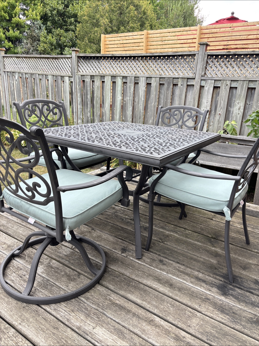 Outdoor Patio Table with 4 Swivel Chairs - photo 2