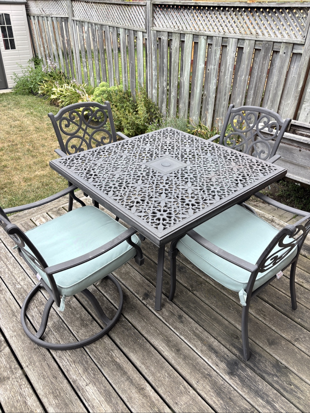 Outdoor Patio Table with 4 Swivel Chairs - photo 3