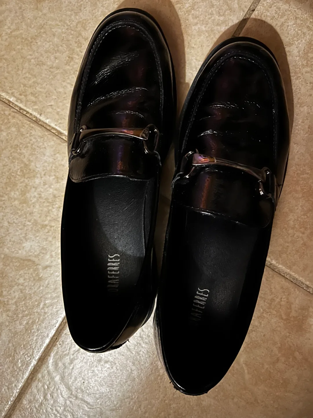 Laura Ferres Black Loafers Size 8 thumbnail