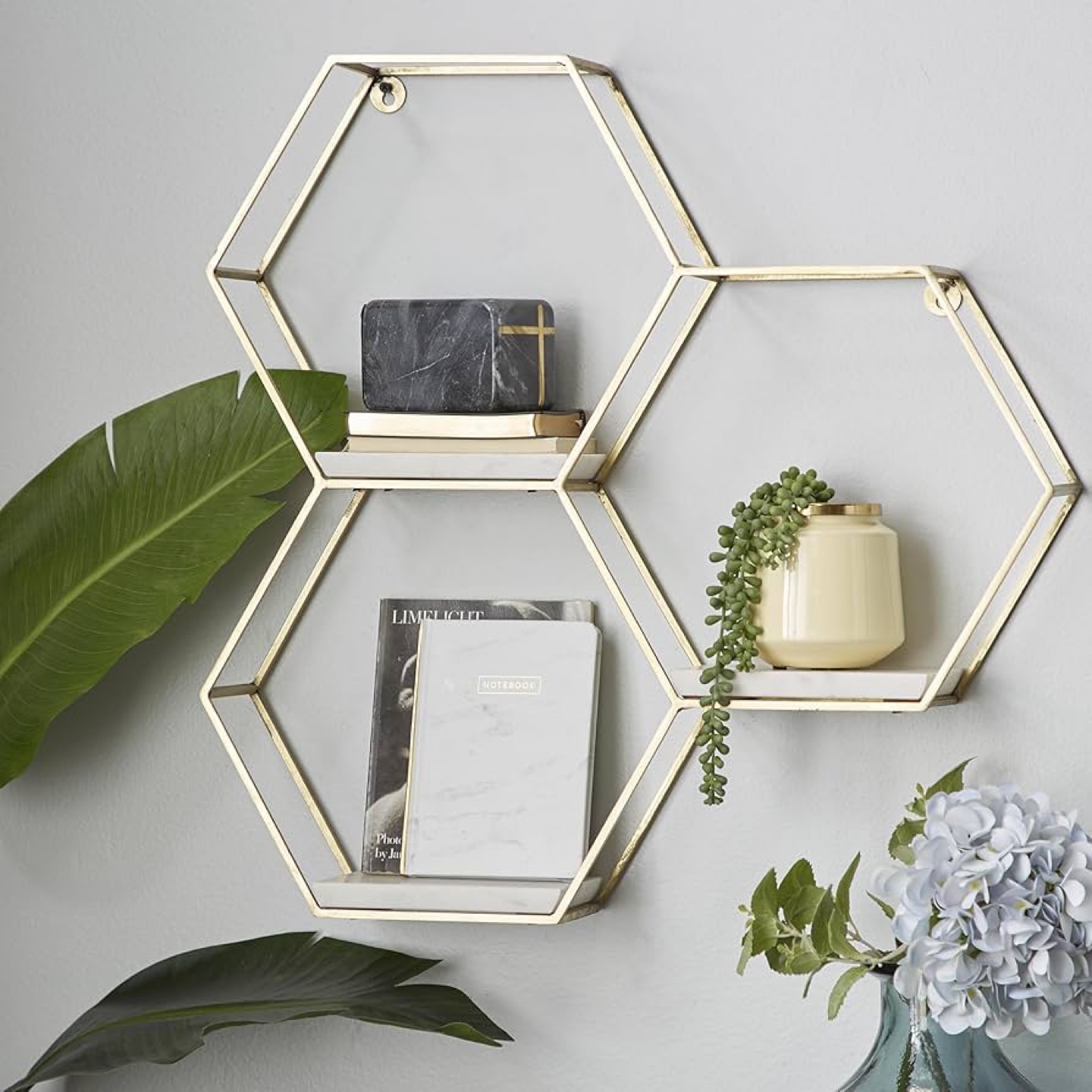 Gold Hexagon Wall Shelf - Modern Design