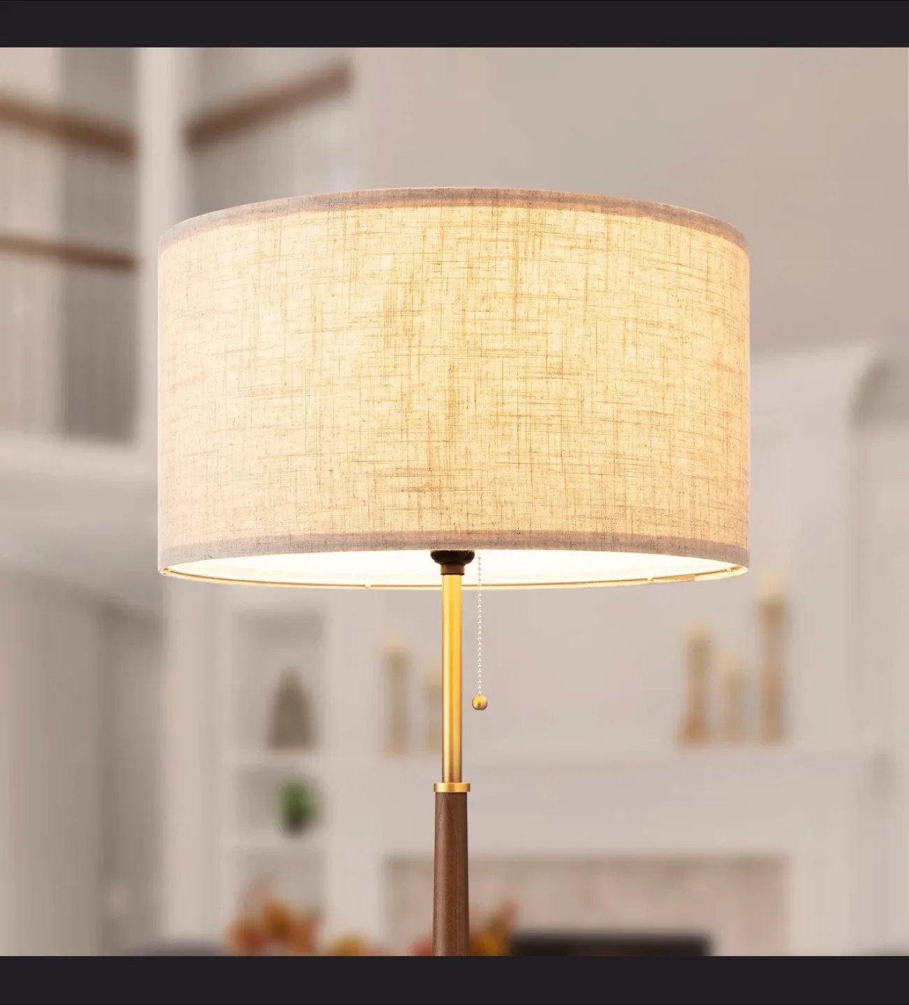 Deluxe Table Lamp Adesso Walnut Eucalyptus Wood Brass lámpara image indicator(10)