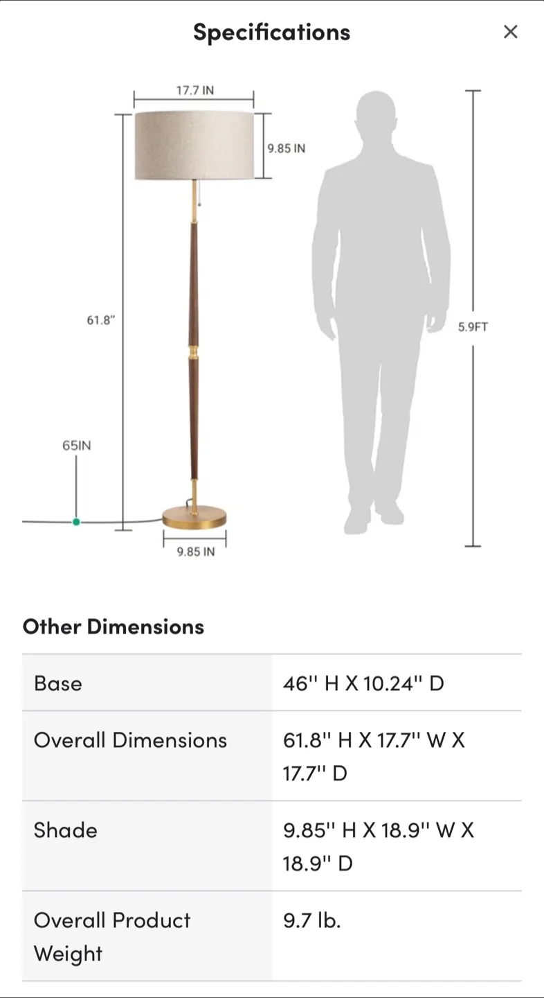 Deluxe Table Lamp Adesso Walnut Eucalyptus Wood Brass lámpara image indicator(8)