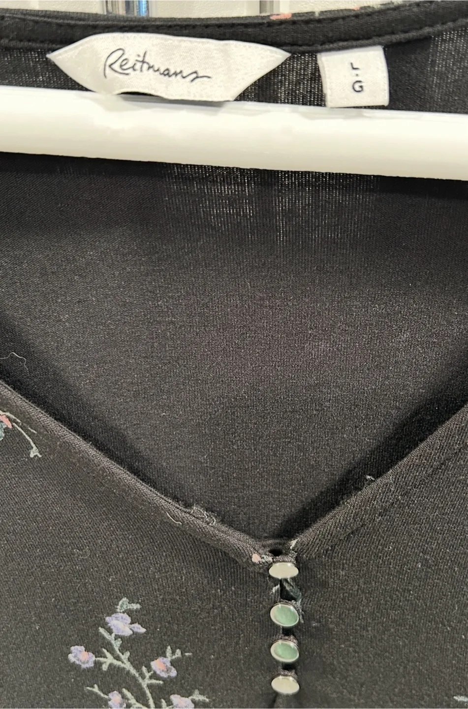 Women’s V Neck Floral Print T-Shirts With Button Neck Detail image indicator(7)