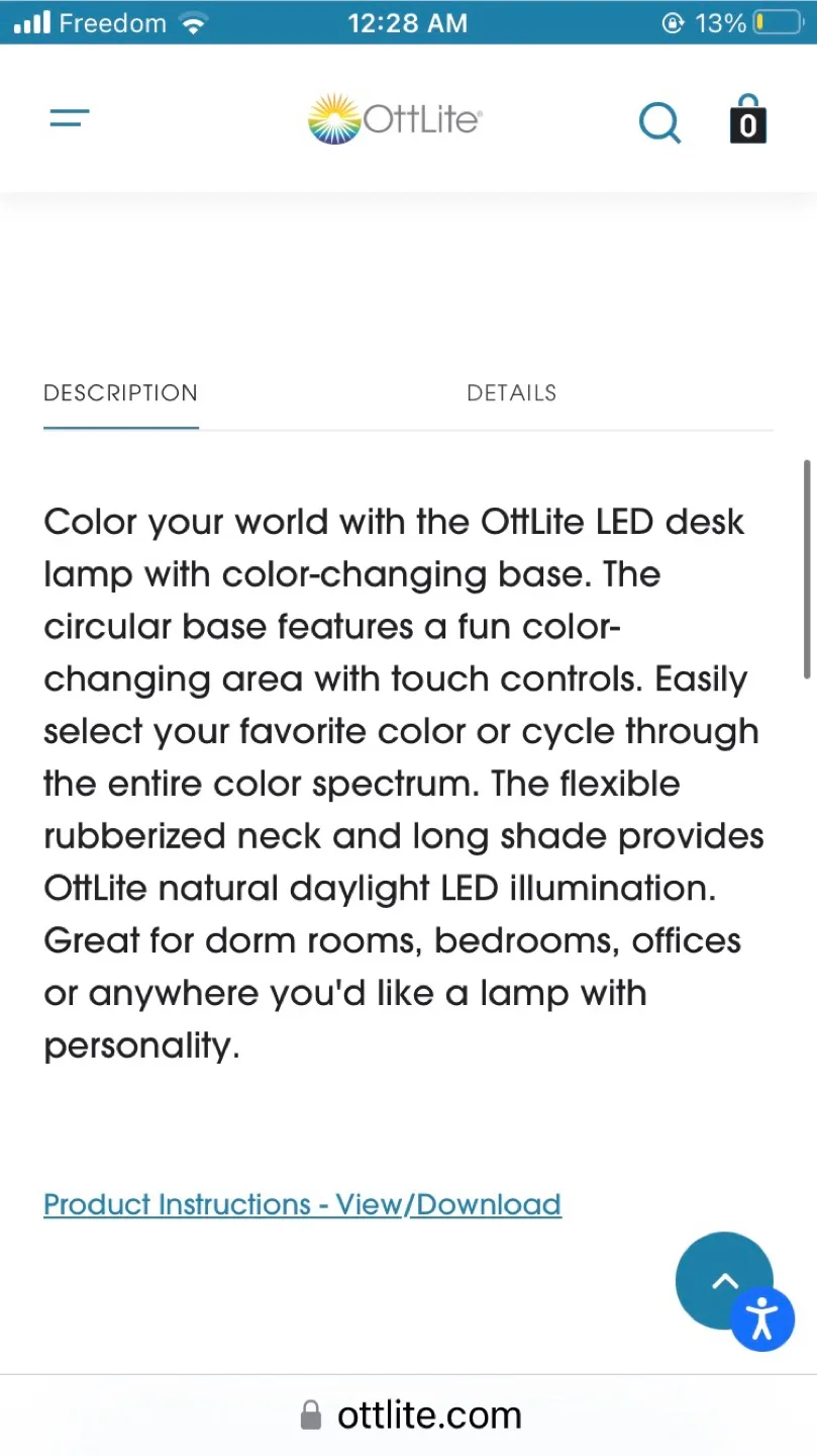 OttLite LED Desk Lamp w/ Colour Changing Base & USB image indicator(7)