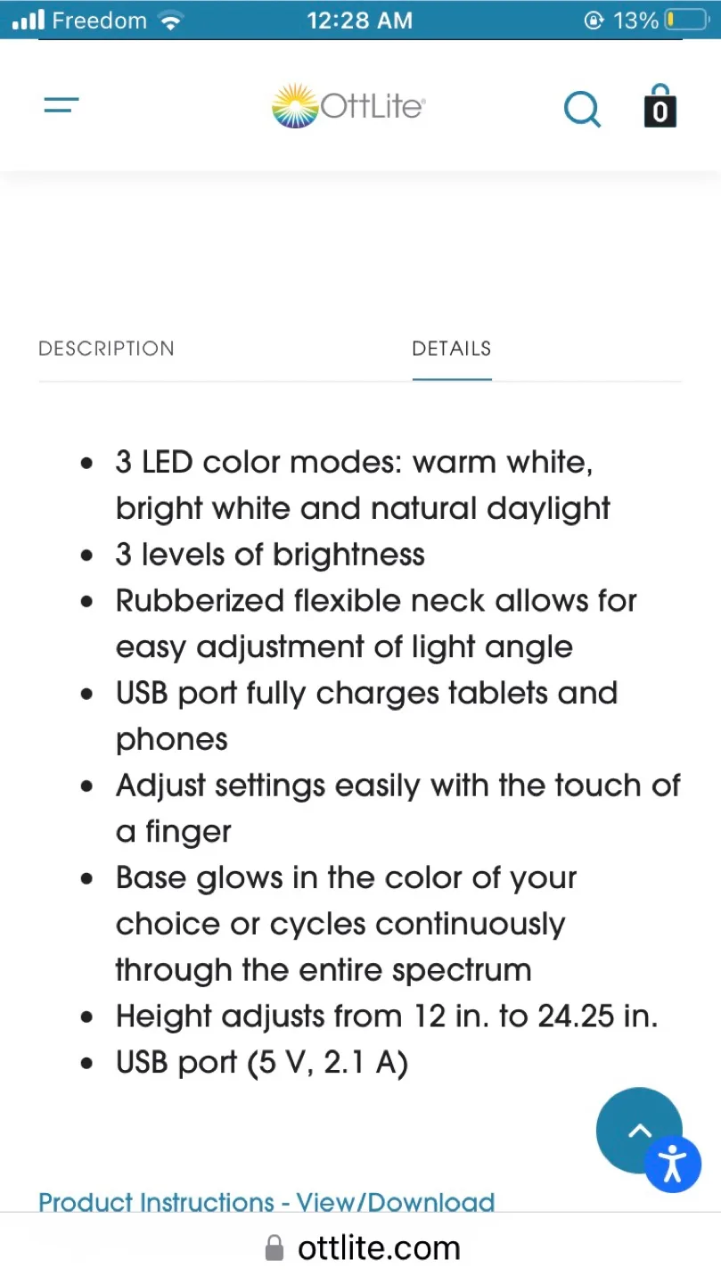 OttLite LED Desk Lamp w/ Colour Changing Base & USB image indicator(8)