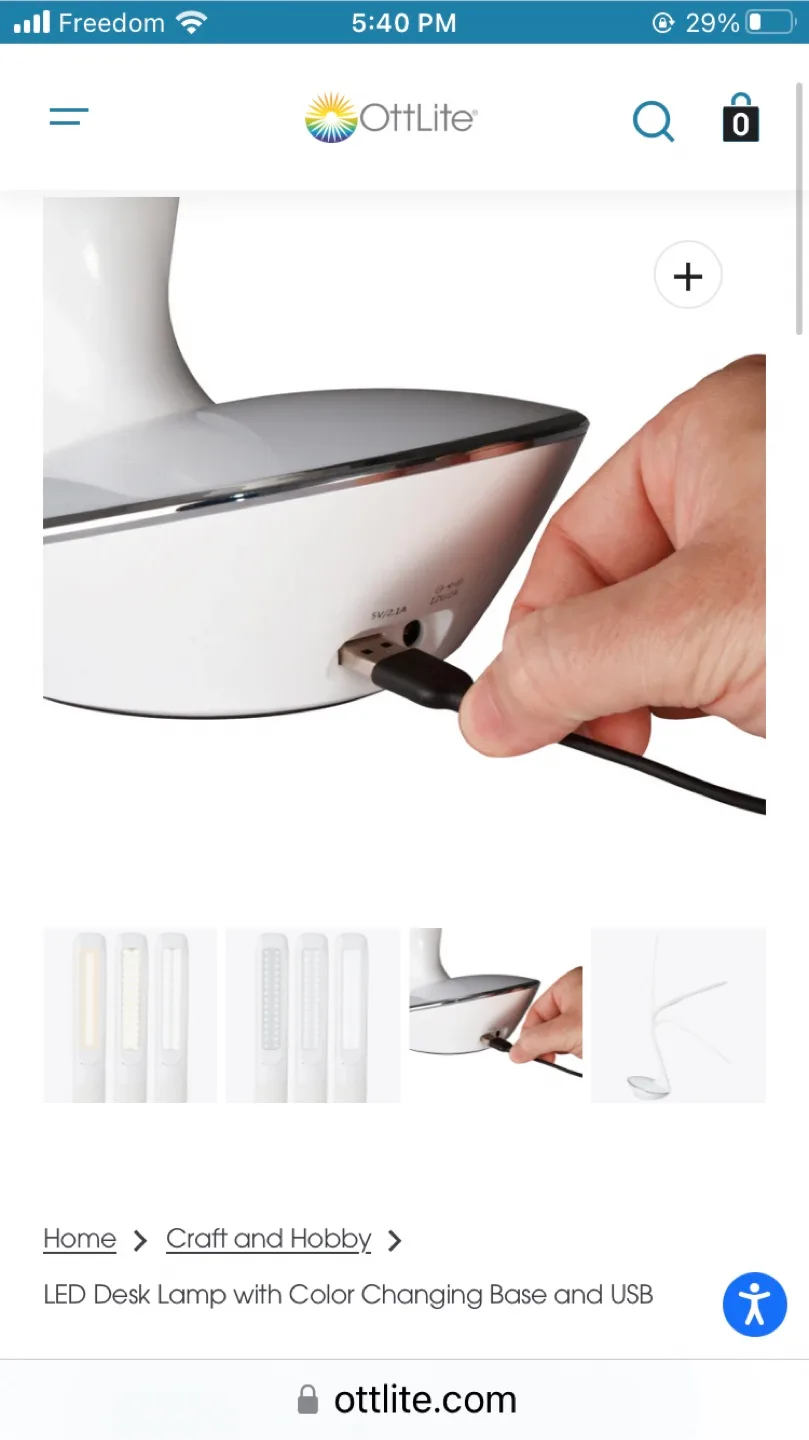 OttLite LED Desk Lamp w/ Colour Changing Base & USB image indicator(3)