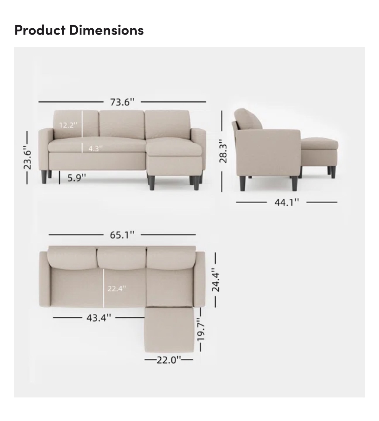 Gray Sectional Sofa with Ottoman - photo 2