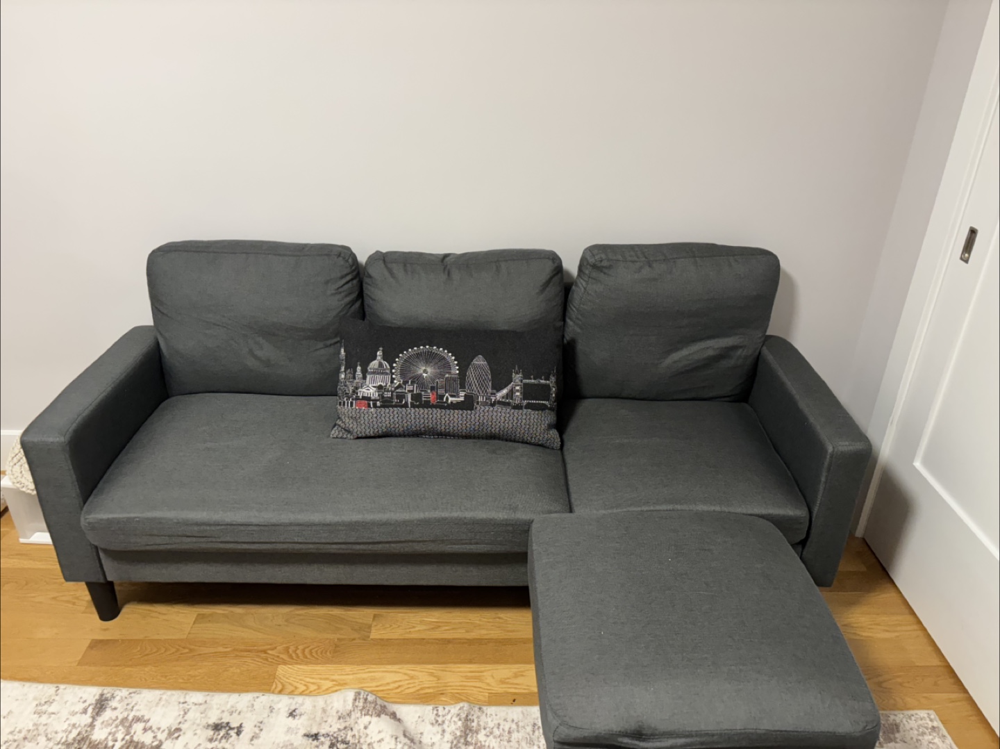 Gray Sectional Sofa with Ottoman