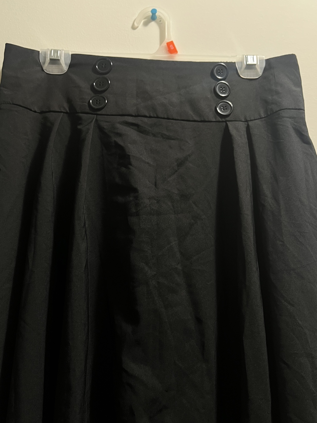Belle Poque Elegant Black Pleated Skirt with button design sz XL - photo 2