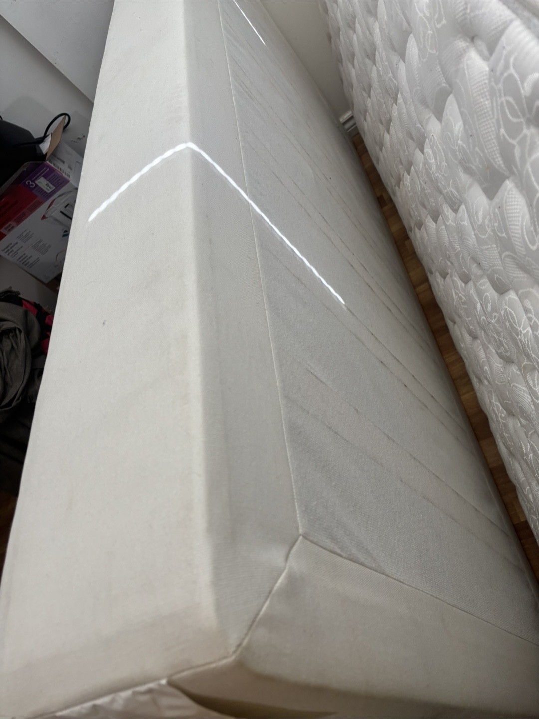 Twin Mattress, box spring, bed frame and white headboard - photo 3