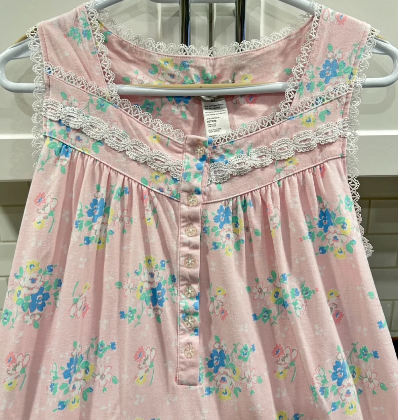 Pink Floral Sleeveless Womens Night Gown (Jasmine Rose) image indicator(2)