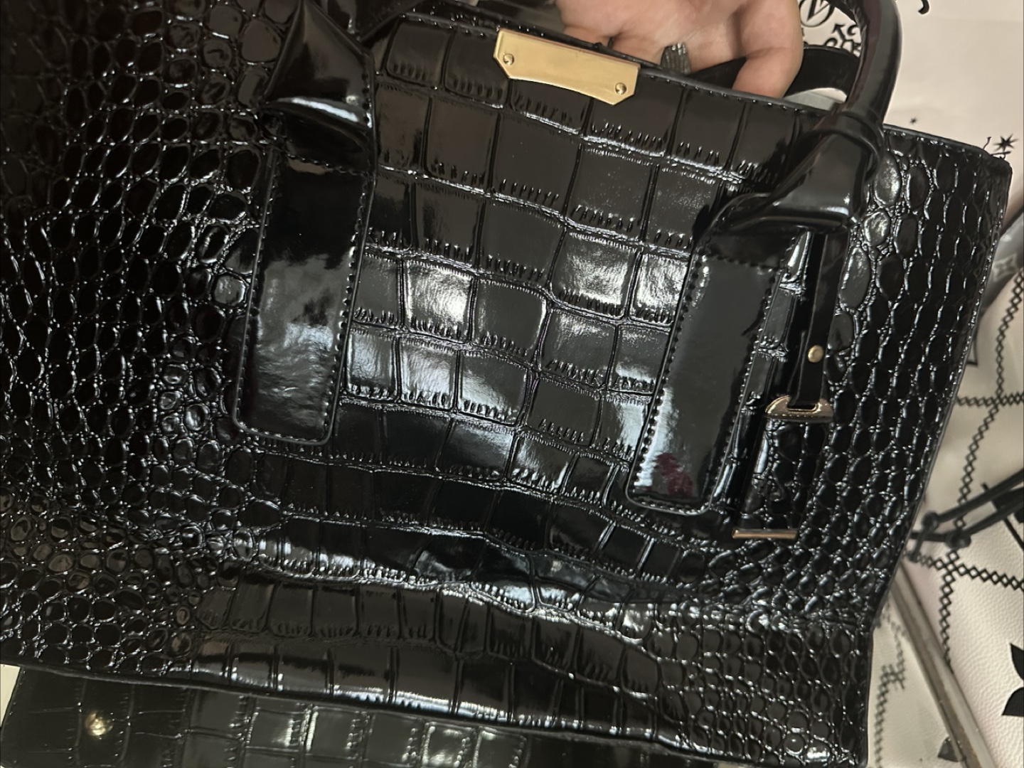 2 pieces Brown Patterned Handbag - photo 2