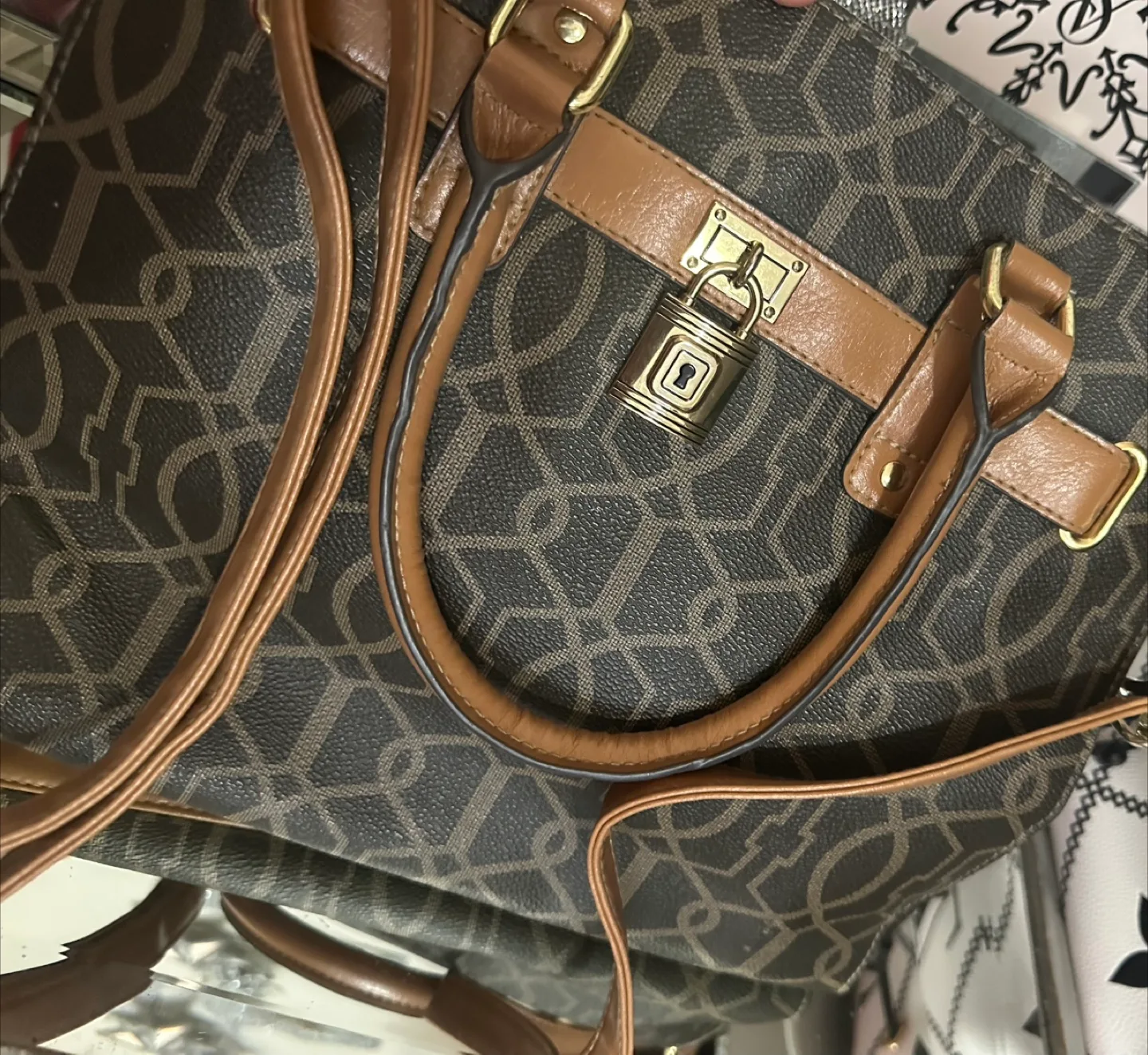 Brown Patterned Handbag thumbnail