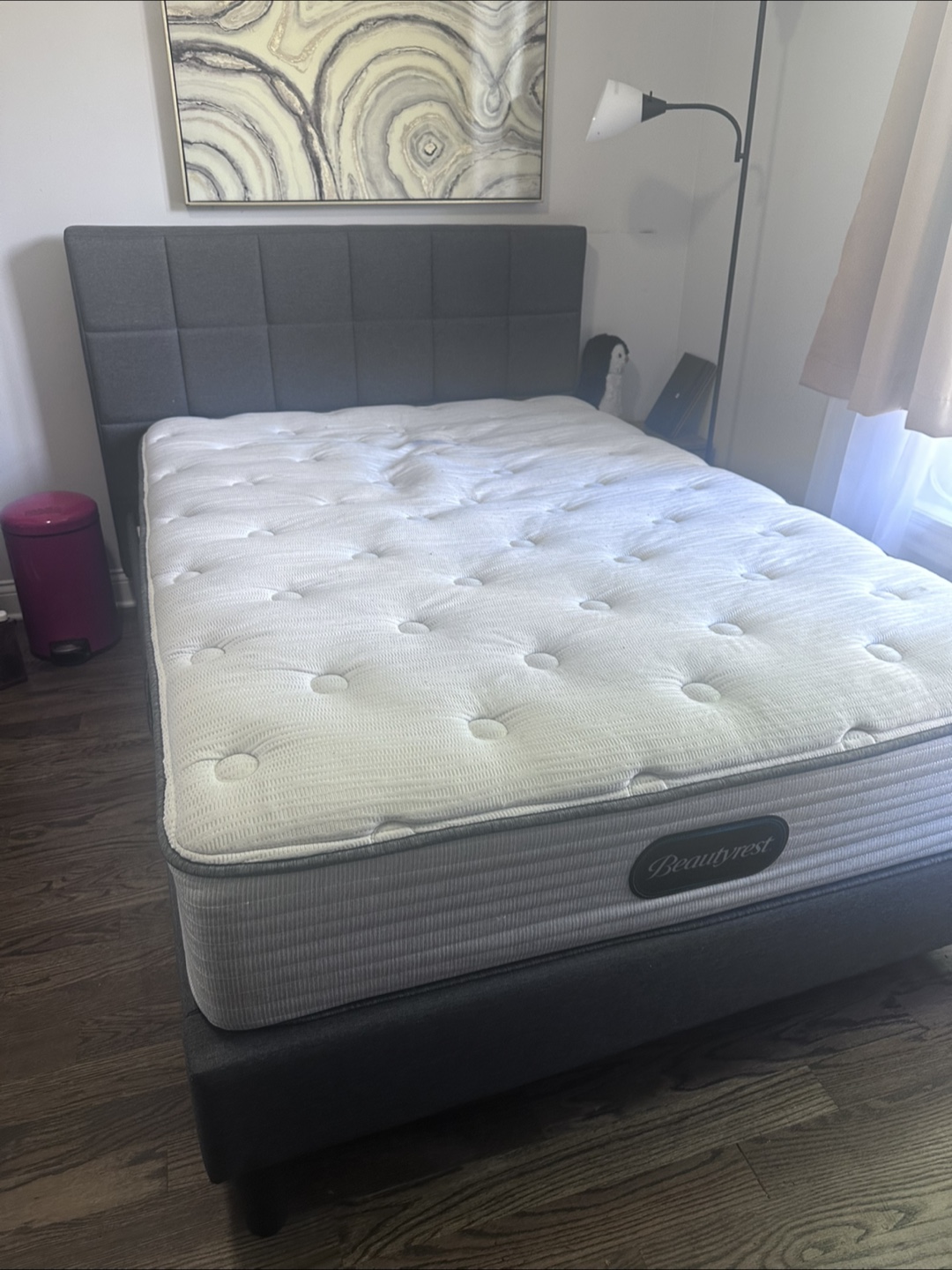 Full Size Beautyrest Mattress & Gray Bed Frame