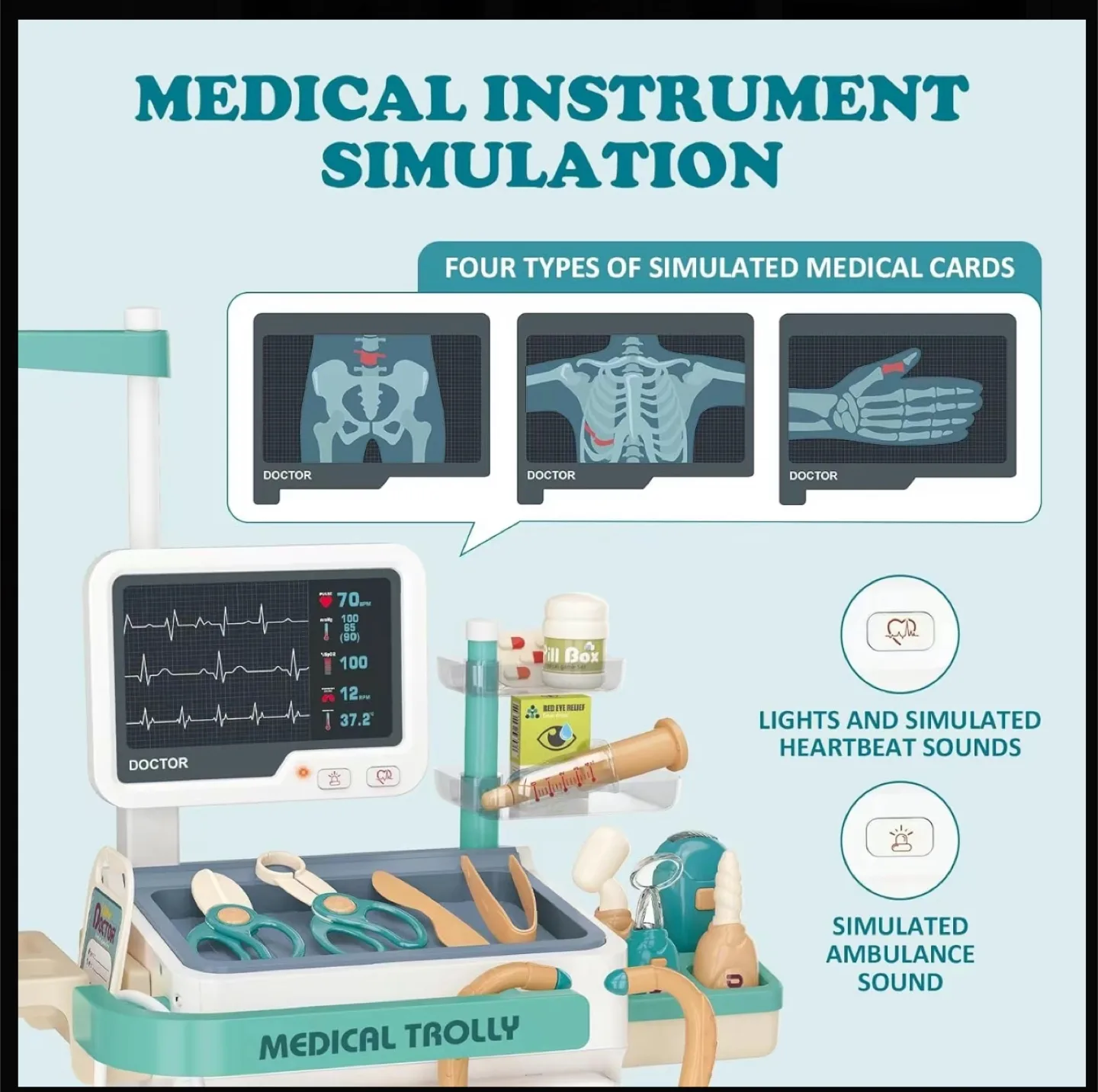 Deejoy Toy Doctor Kit for Kids, Pretend Medical Station image indicator(6)