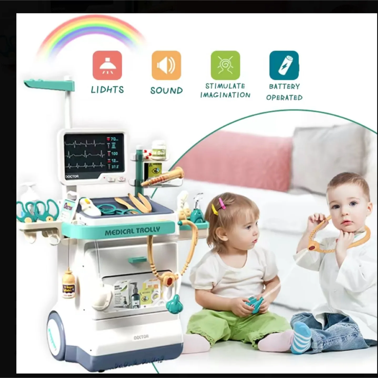Deejoy Toy Doctor Kit for Kids, Pretend Medical Station image indicator(8)