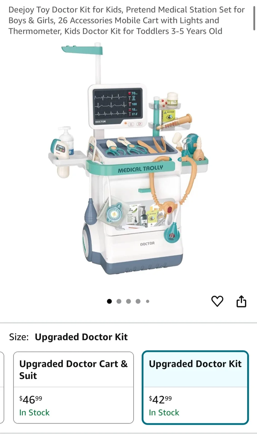 Deejoy Toy Doctor Kit for Kids, Pretend Medical Station thumbnail