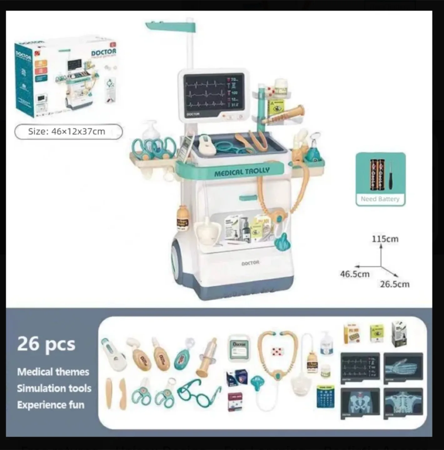 Deejoy Toy Doctor Kit for Kids, Pretend Medical Station image indicator(7)