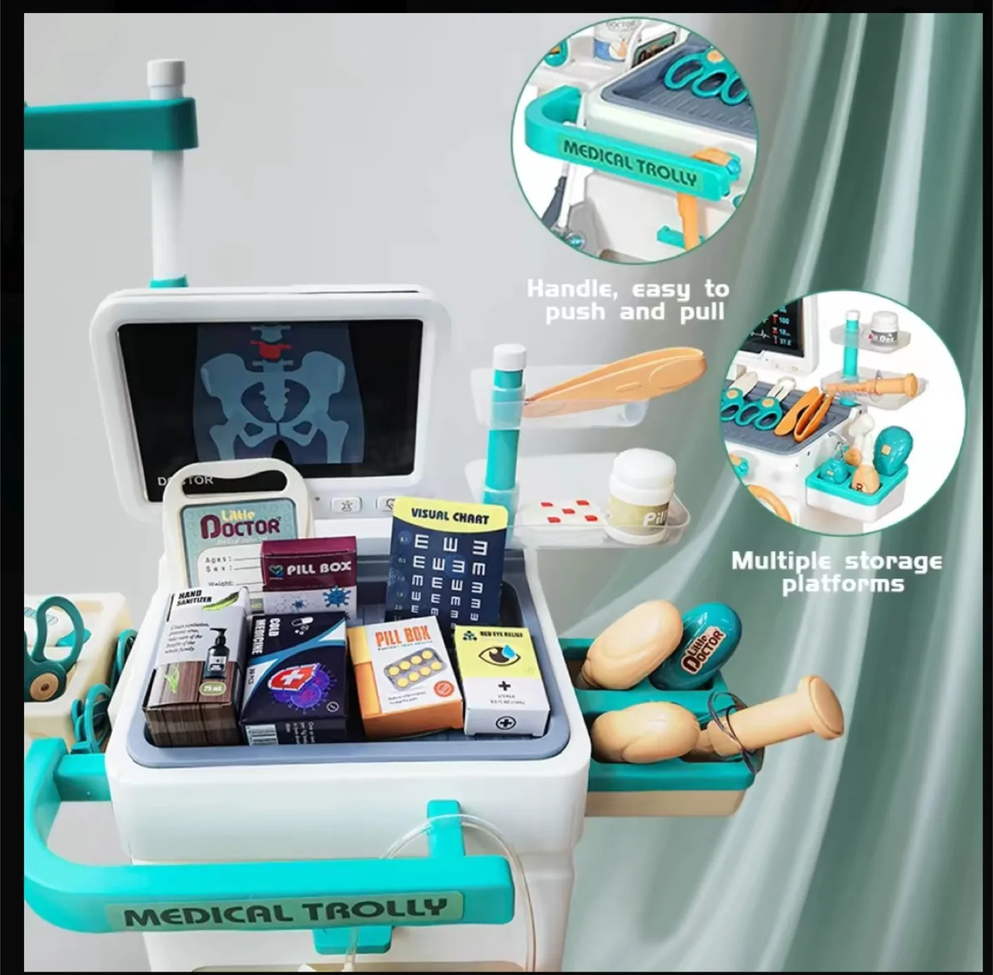 Deejoy Toy Doctor Kit for Kids, Pretend Medical Station image indicator(10)