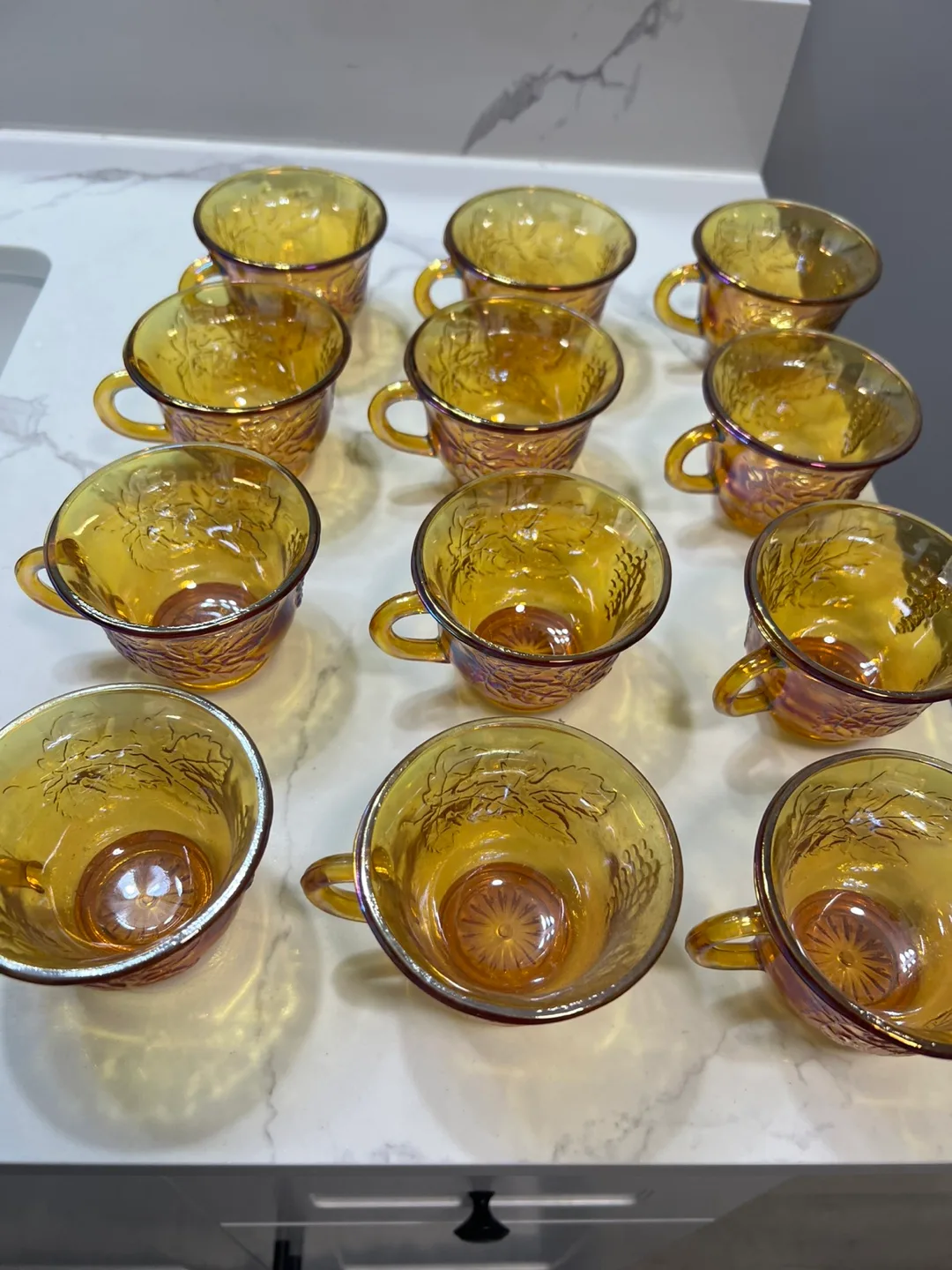 Vintage Indiana Glass Harvest Amber Tea Cups image indicator(2)