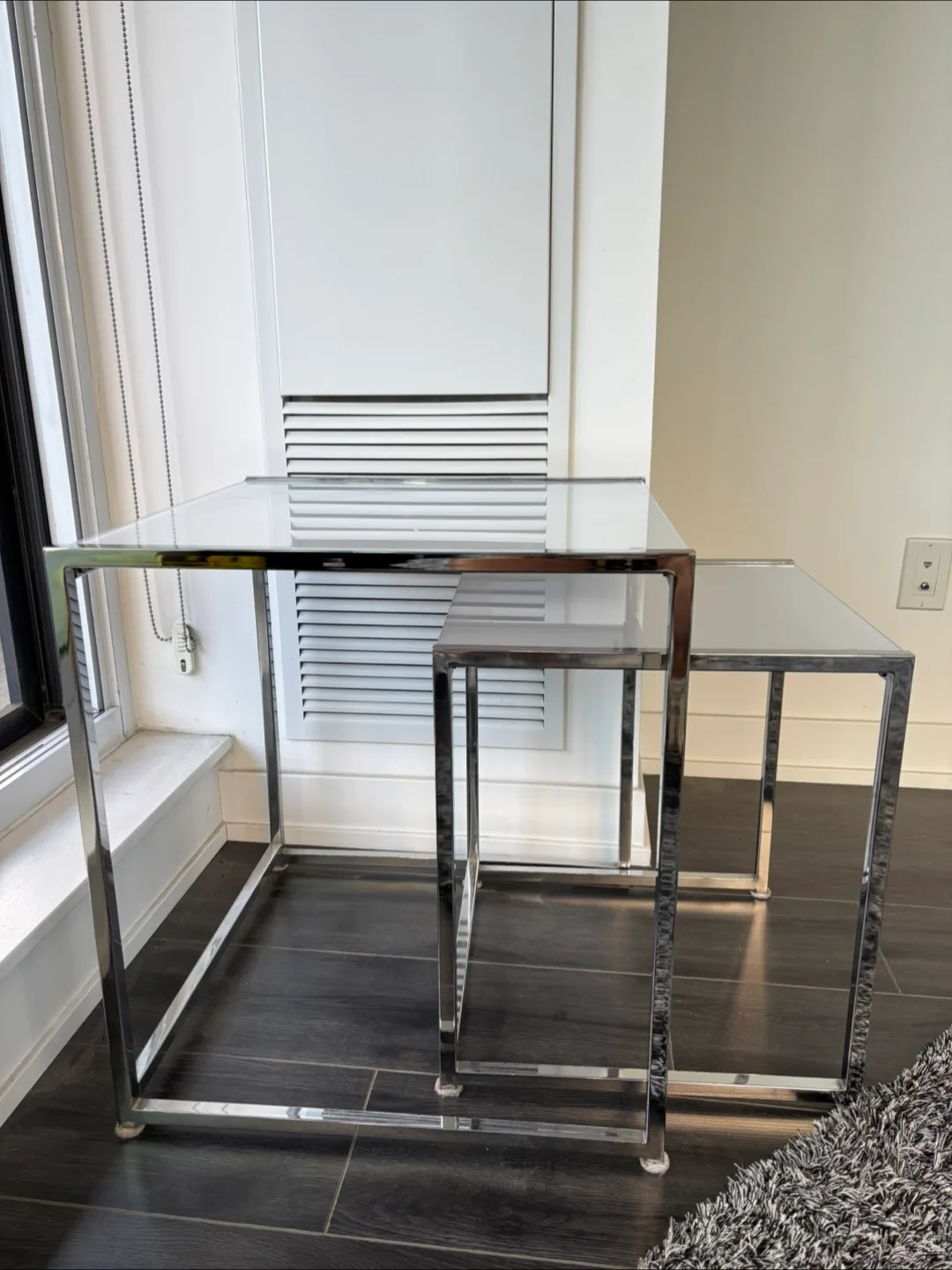 Nesting Tables, Chrome & White Glass image indicator(2)