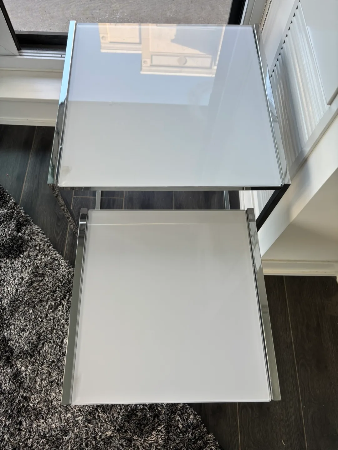 Nesting Tables, Chrome & White Glass image indicator(3)