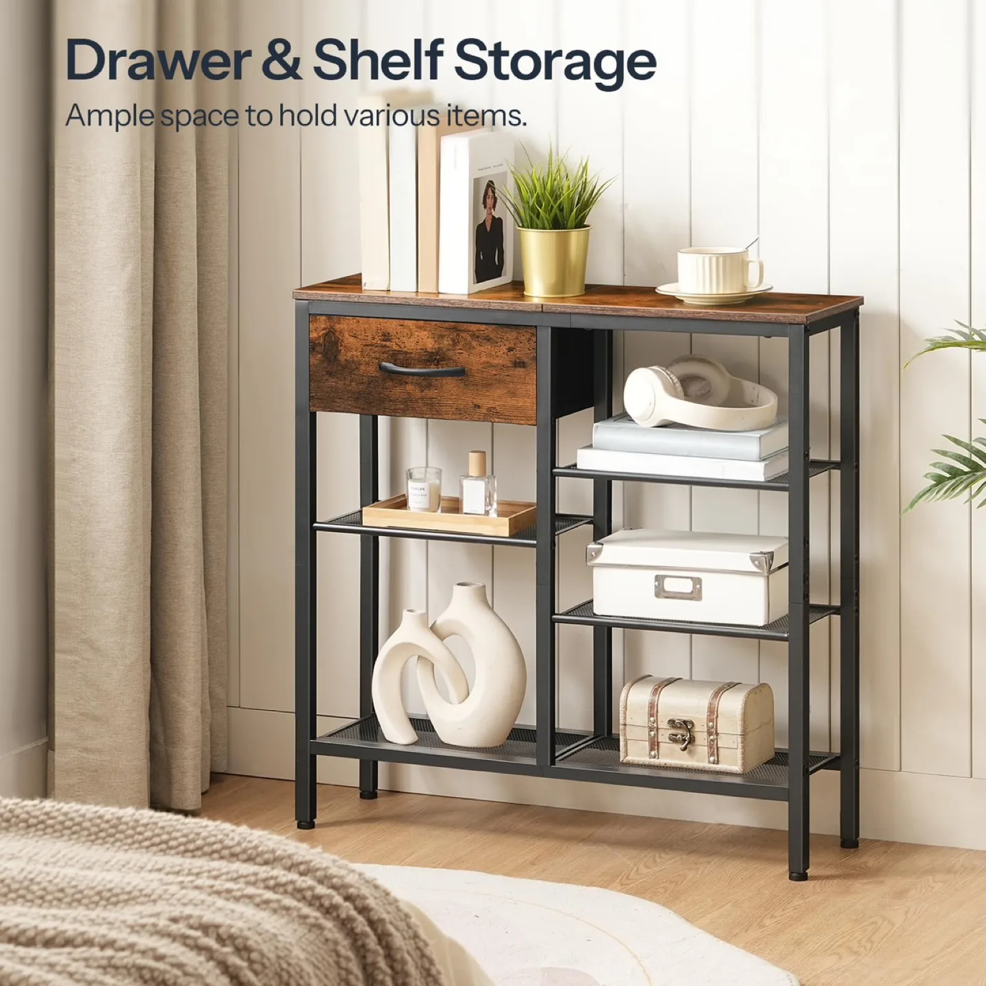 HOOBRO Narrow Console Table with Drawers &Tier Entryway Table image indicator(5)