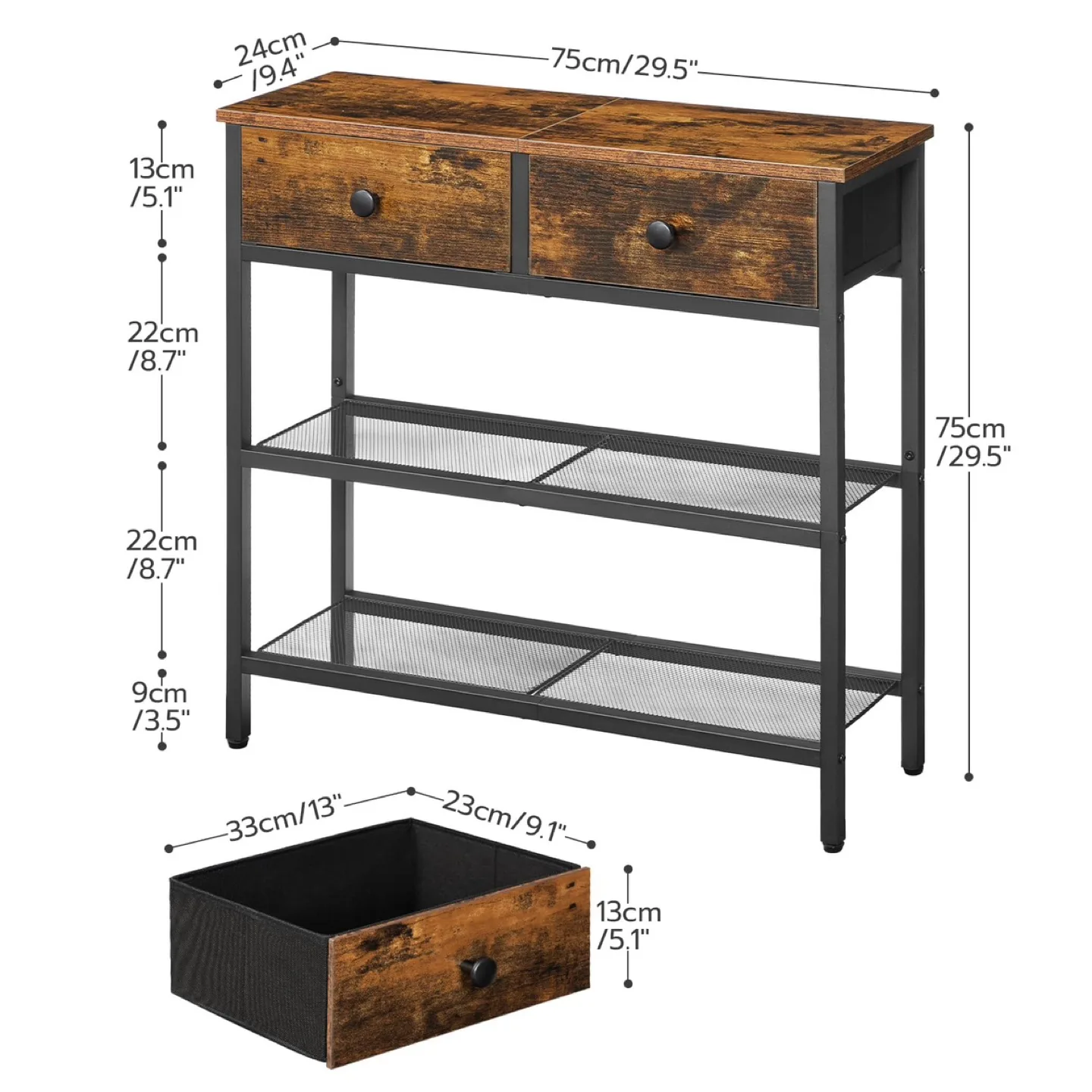 HOOBRO Narrow Console Table with Drawers &Tier Entryway Table image indicator(3)