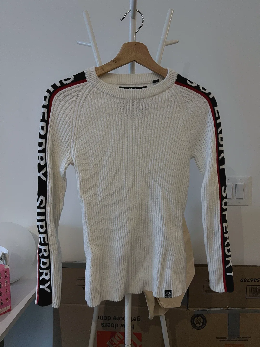 Superdry White Ribbed Long Sleeve Top thumbnail