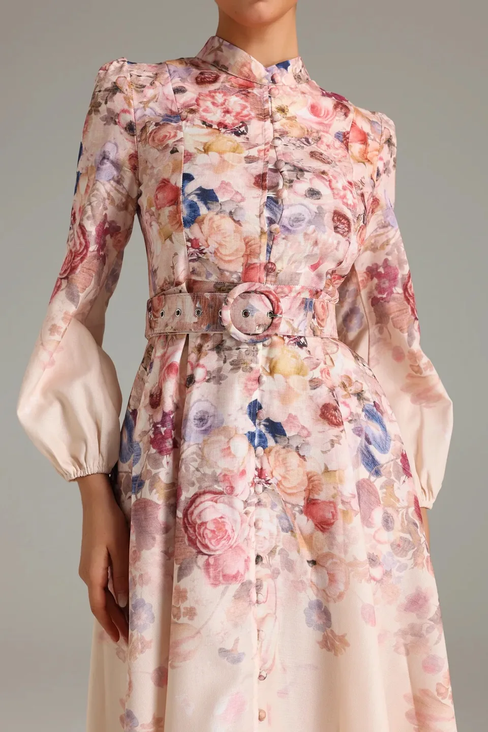 Floral Print Belted Midi Dress Small image indicator(4)
