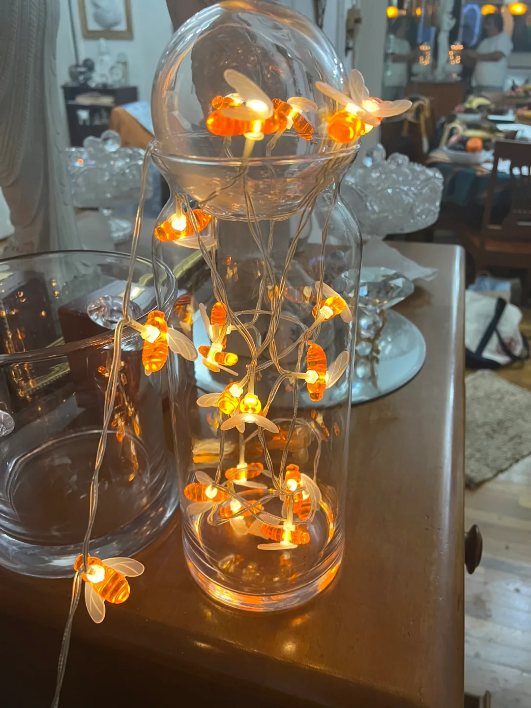 Bee String Lights -with ball glass on top in vase glass thumbnail