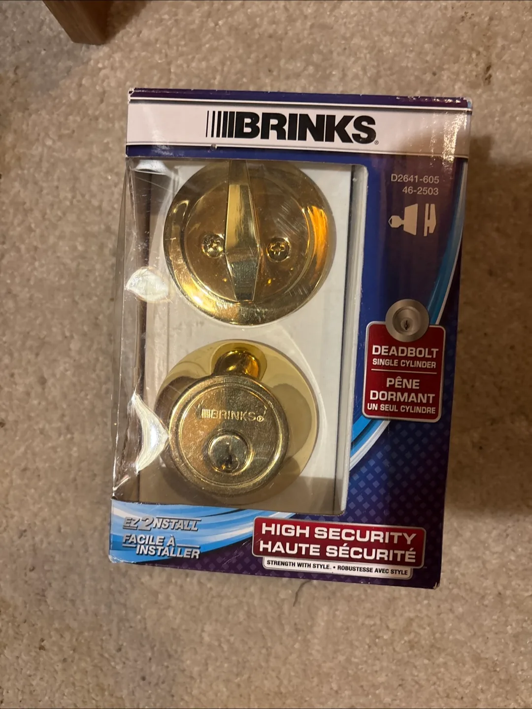 Brinks Polished Brass Single Cylinder Deadbolt thumbnail