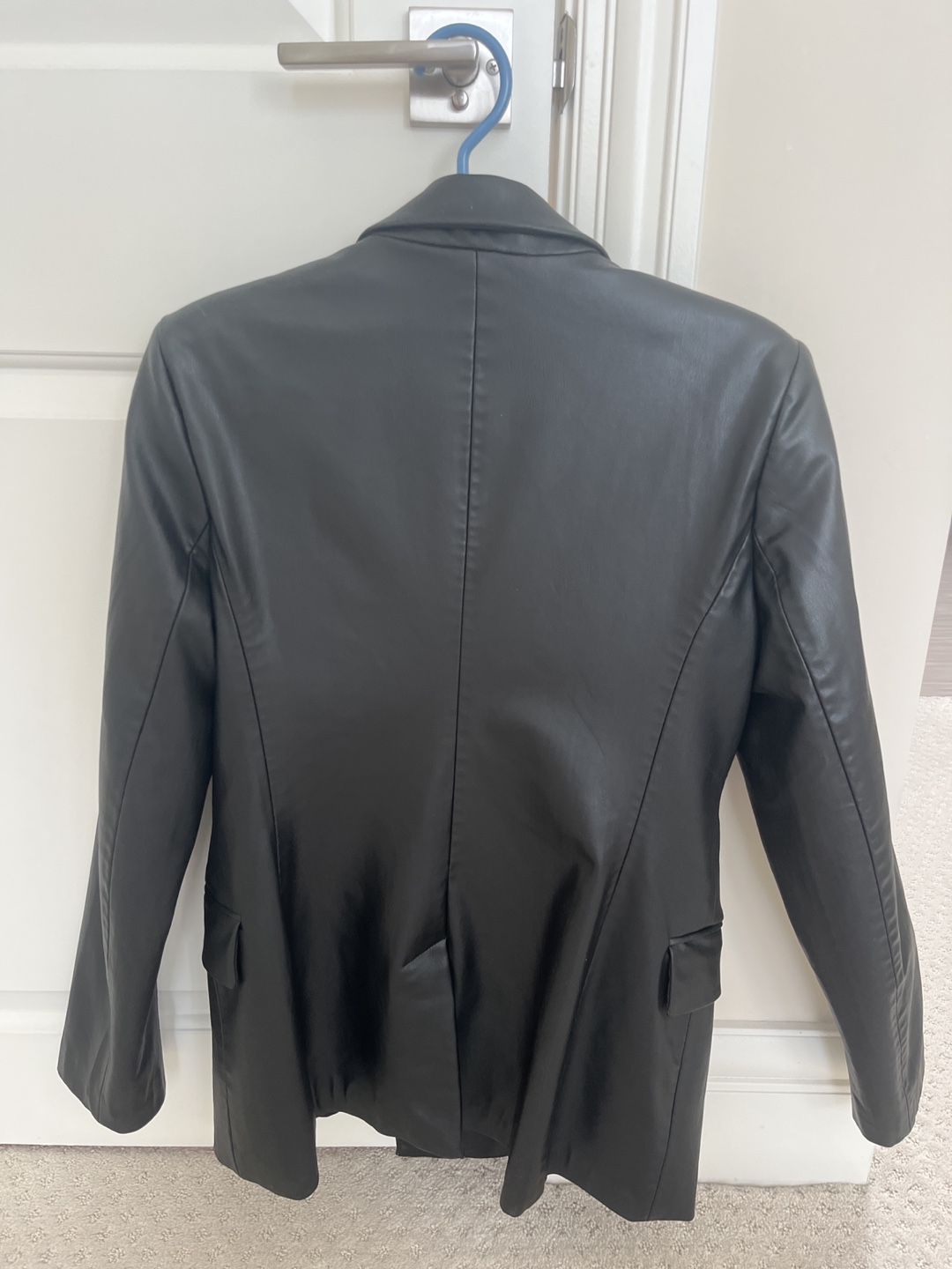 Zara Black Faux Leather Blazer - Size L - photo 2