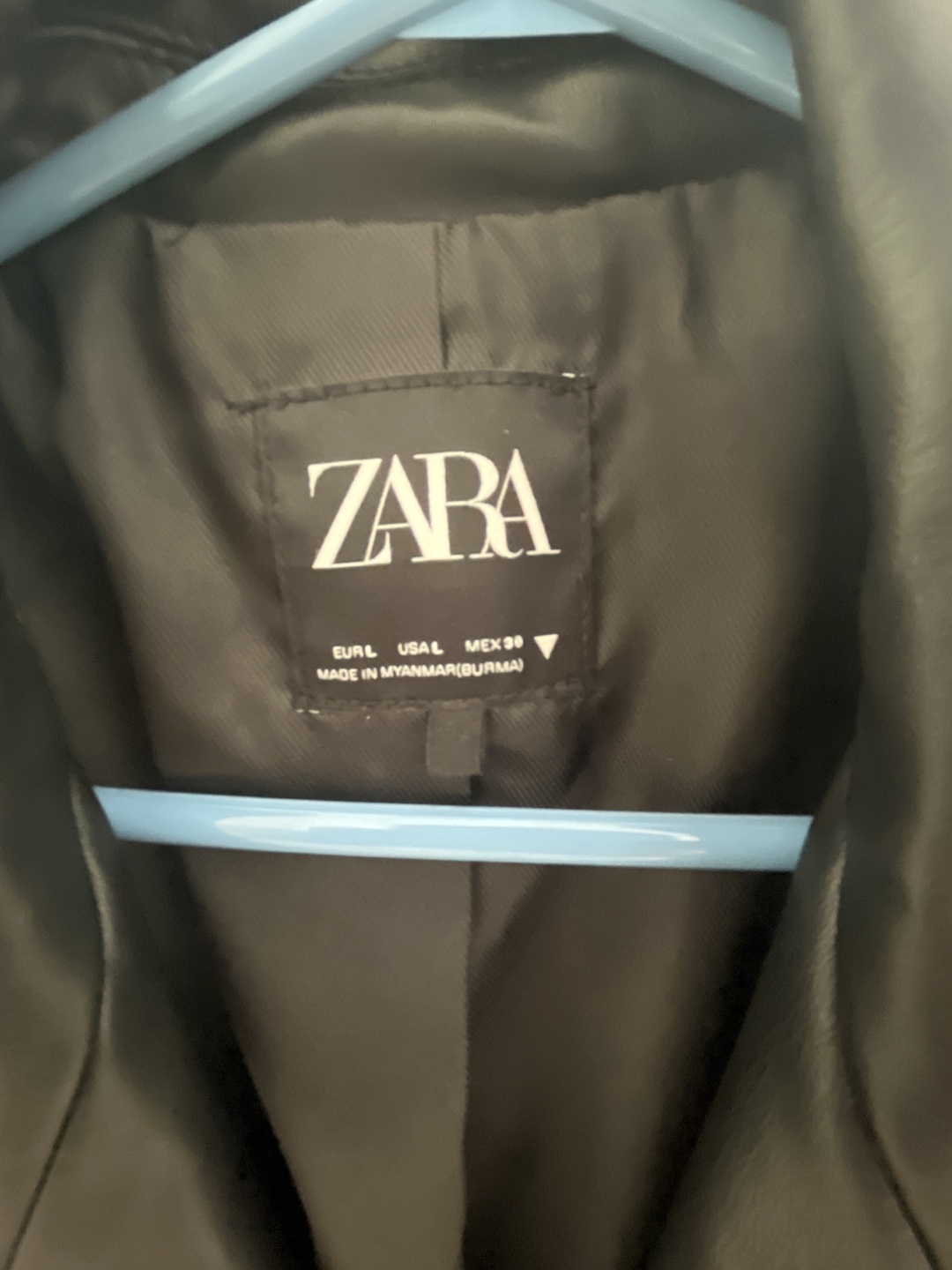 Zara Black Faux Leather Blazer - Size L - photo 3